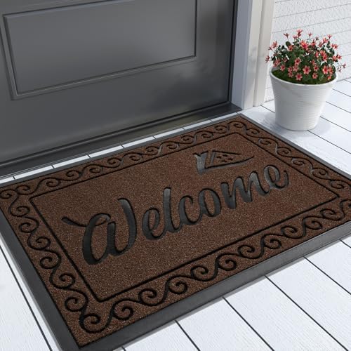 Artificial Grass Welcome Mat (Coffee / 29.5x17 Inch)