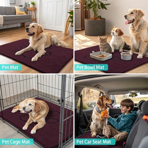 Dog Door Mat for Muddy Paws (48"X30" / Russet and Black)