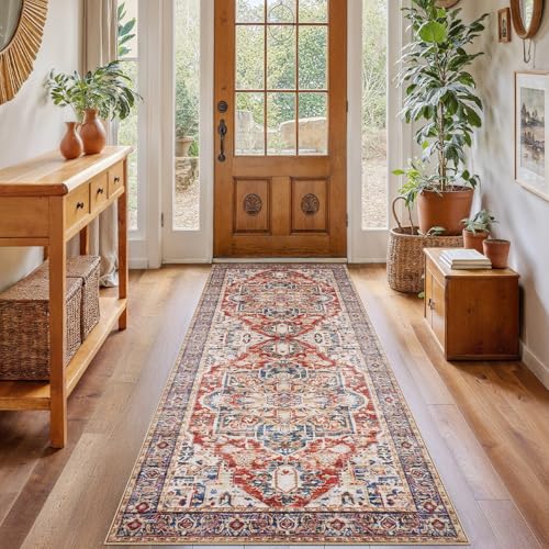 Amada 2x6 Washable Runner Rug for Kitchen & Entryway (2' x 6' (Runner) / Red)