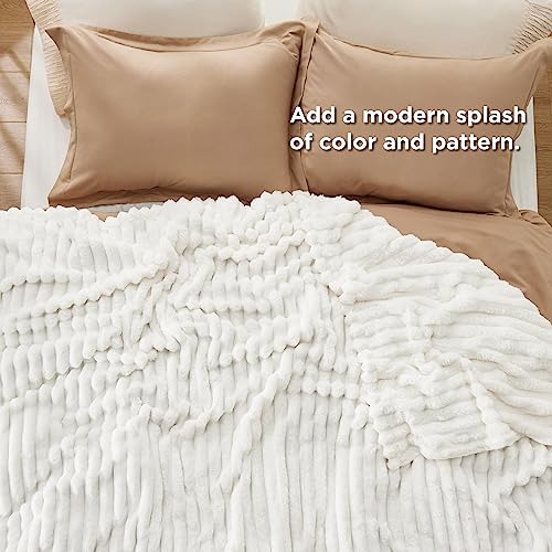 Soft Cozy King Size Fleece Blankets for Bed Off White 108"x90" (Off White / King)