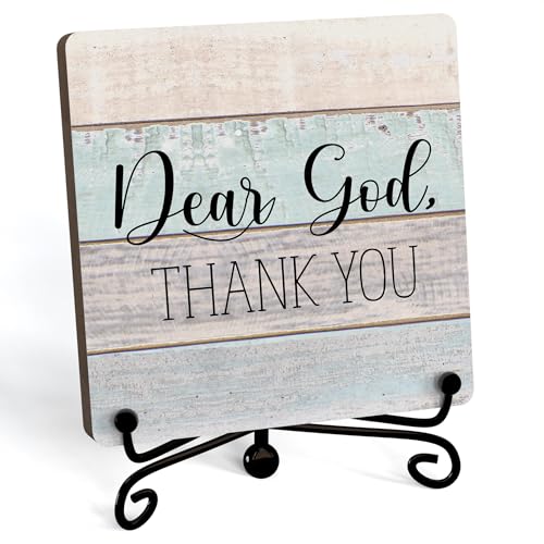 Home Decor Farmhouse Shelf Decor For Living Room (Dear God (Rutsic-08) / Wooden Sign with Iron Stand)