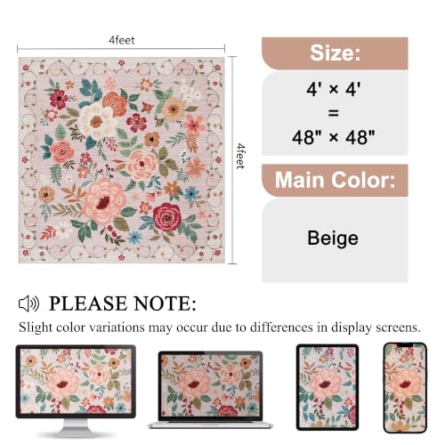 4x4 Square Area Rug (Beige / 4' x 4' (Rectangular))