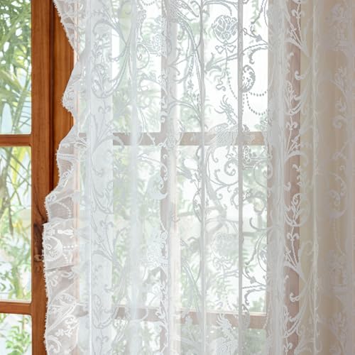 White Ruffle Curtains (59"W x 96"L (Pack of 2) / White)