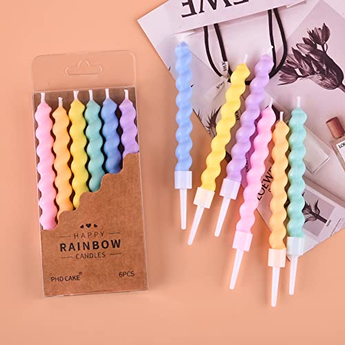 36 Count Rainbow Spiral Birthday Candles with Holders (36-Count)