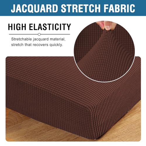Super Stretch Individual Seat Cushion Covers Sofa Covers Couch Slipcover Sets Thick Jacquard Textured Twill Fabric (Burnt Brick / 3 Cushion Sofa)