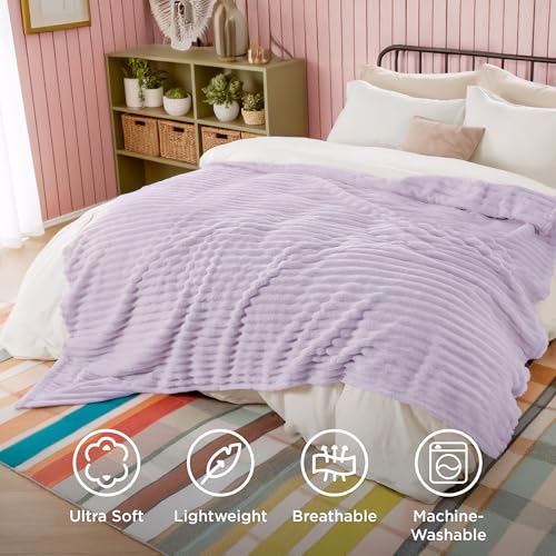 Soft Full Size Fleece Blankets for Bed Lavender Fog 84"x90" (Lavender Fog / Full)
