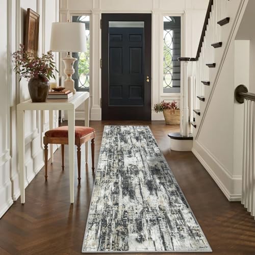 2'6''x8' Runner Rugs Washable Rug (Black Grey/Gold / 2'6" x 8' (Runner))