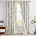 Floral Lined Linen Curtains 108 Long for Living Room 2 Panels (Lined Blue / 50"W x 108"L (Pack of 2))