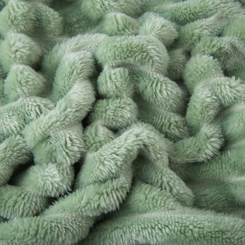 Sage Green Fleece Throw Blanket 108”×90” for Couch Sofa Livingroom (Sage Green / 108×90inch)