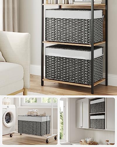 Woven Storage Basket with Lid (105 L / Gray)