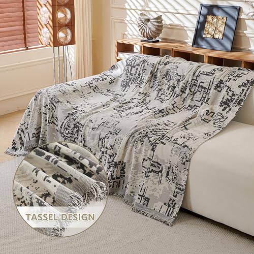 Boho Couch Cover Sofa Covers (71" x 118" / 9# Dark Grey Maze)