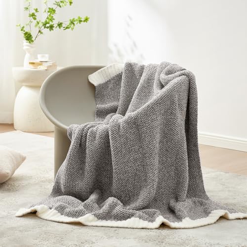 Grey Throw Super Soft Warm Oversized Fuzzy Plush Blanket (Heather Dark Grey / Throw-XL (50"x70"))