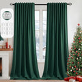 Christmas Hunter Green Back Tab Blackout Curtains 52"x102" 2 Panels (Hunter Green / 52"W x 102"L (Pack of 2))