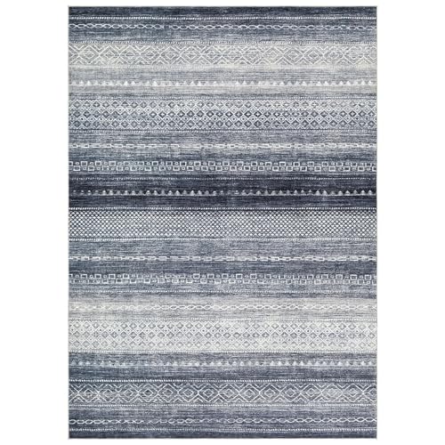 Boho 4x6 Area Rug Living Room Rugs Machine Washable Denim Blue (Denim Blue / 4' X 6' (Rectangular))