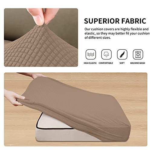 Stretch 3 Pieces Couch Cushion Covers for Sectional Sofa Left (2 Seater + 1 Chaise / Camel)