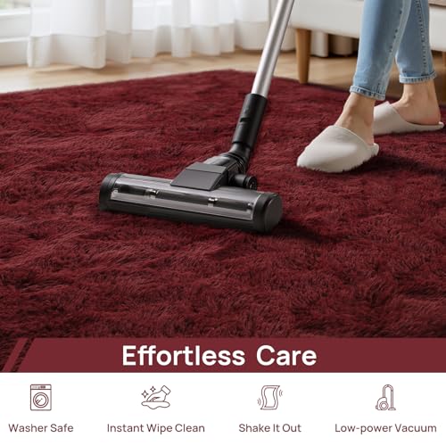 Large Shag Area Rugs 6 x 9 (Burgundy / 6' x 9' (Rectangular))