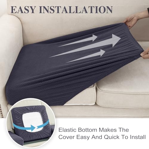 Couch Cushion Cover Loveseat Cover or 2 Seat Sofa Cover Washable Stretch Sectional Sofa Slipcover (Dark Grey / Loveseat Cover)