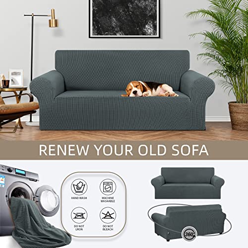 Stretch Loveseat Couch Cover (Grey / Medium)