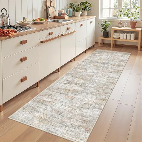 2x8 Runner Rug Non Slip (Grey/Rust / 2' x 8' (Runner))