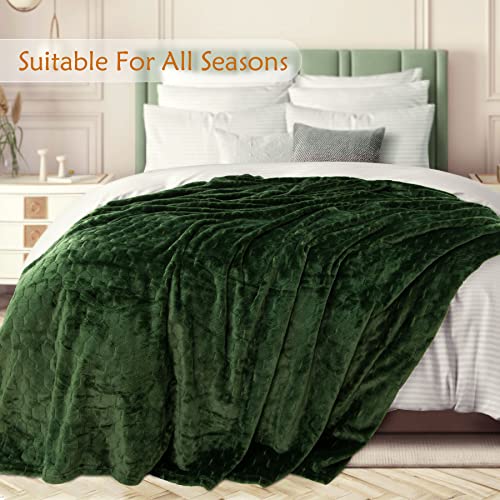 Fleece Blanket Super Soft Cozy Throw Blanket 50" x 60" (Olive Green / Throw-50" x 60")