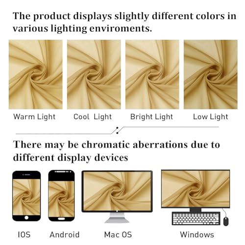 Gold Sheer Curtains 120 Inches Long 2 Panels Set (Gold / 59"W x 120"L (Pack of 2))