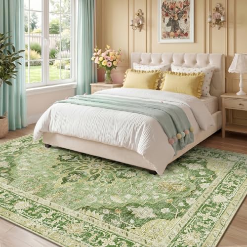 Washable Area Rug (Green/Yellow / 6' x 9' (Rectangular))