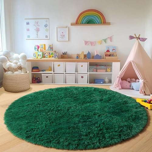 Dark Green Round Area Rugs 5ft (Dark Green / 5' (Round))