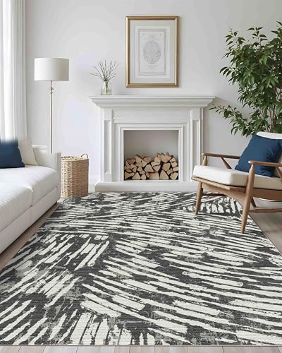 8x10 Area Rugs for Living Room Modern Washable Rug (Charcoal / 8' x 10' (Rectangular))