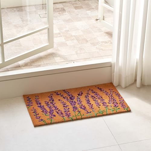 Coco Coir Door Mat with Heavy Duty Backing (Lavender Floral)