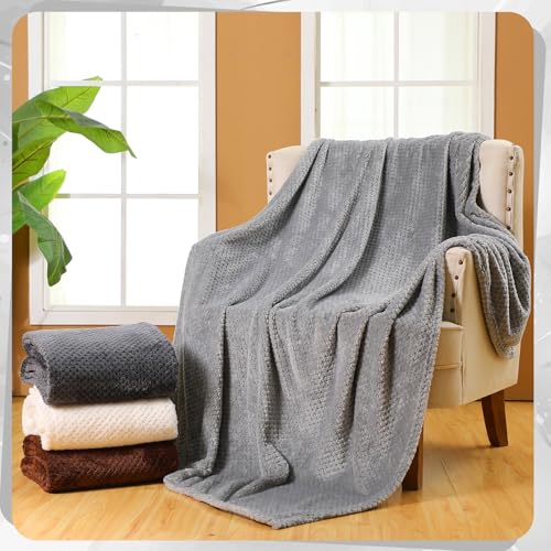 4 Pcs Fleece Throw Blanket (Gradient Gray)