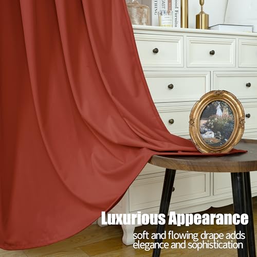 Terracotta Velvet Blackout Curtains 84 Inches Long for Fall Living Room (Terracotta / 52"W x 84"L (Pack of 2))