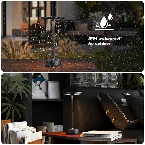 2 Pack Rechargeable Table Lamps Cordless (Black-2)