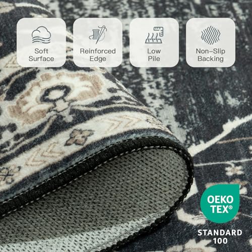 8x10 Washable Rugs Non (Medallion Black/Beige / 8' x 10' (Rectangular))