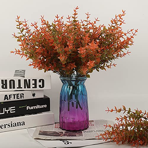 8 Bundles Artificial Fall Mums Flowers No Fade Faux Autumn Plants (Fall Eucalyptus / 8 Pcs)