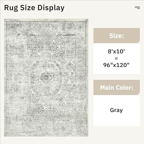 Washable Area Rug 8x10 Large Soft Living Room Rugs Light Gray (Light Gray / 8' x 10' (Rectangular))