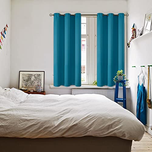 Short Curtains for Small Window 45 Inch Long (Peacock Blue / 38"W x 45"L (Pack of 2))