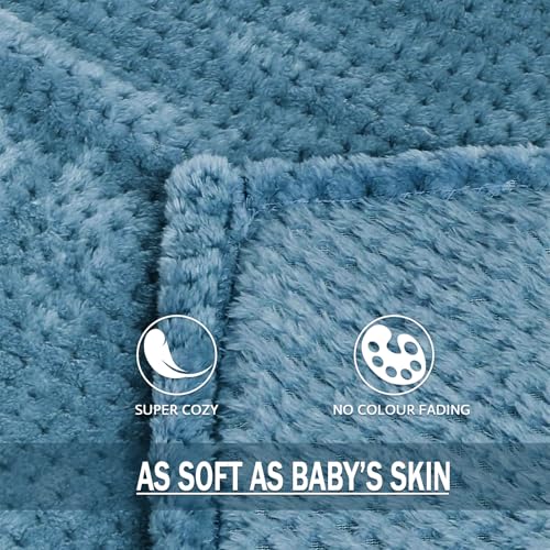 Soft Waffle Fleece Bed Blanket Queen Size (Slate Blue / 90x90 in)