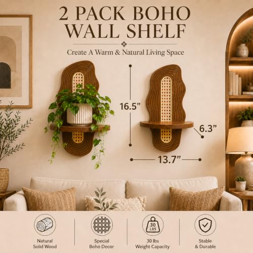 Boho Wall Decor Plant Shelves 2 Pack