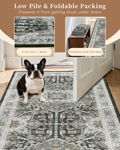 Washable Area Rug 2x3 Small Entryway Rugs (Grey Green/Black Olive / 2' x 3' (Rectangular))
