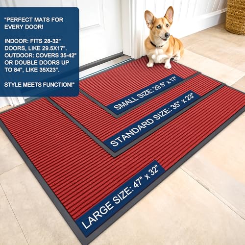 2 Pack Front Door Mats 47x32 (Red / 47" x 32")