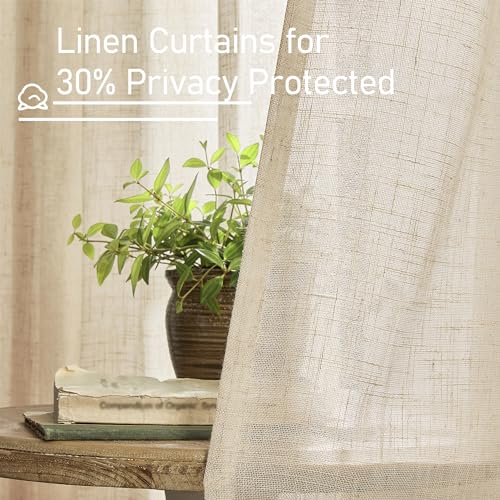 Light Filtering Linen Curtains 102 inches Long (Linen / 52"W x 102"L (Pack of 2))
