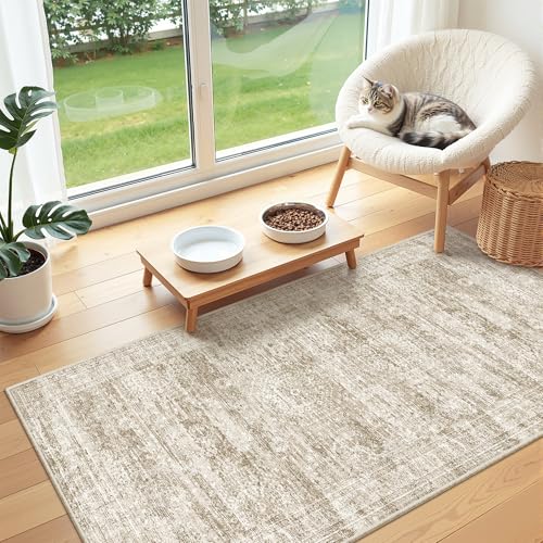 2x4 Rug Runners for Hallways Non Slip (Brown/Ivory / 2' x 4' (Runner))
