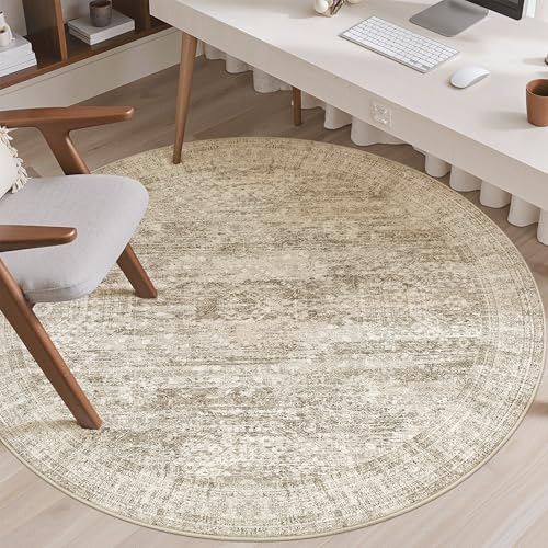 6x6 Brown Round Rug 6ft Circle Living Room Area Rugs Non (Brown / 6' (Round))