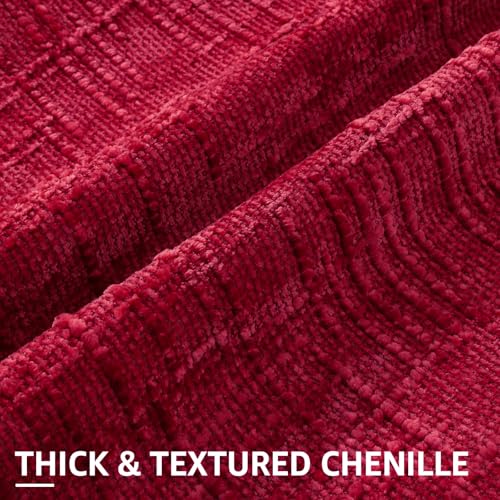 Textured Chenille Throw Pillow Covers 18x18 Set of 2 Red (Christmas Red / 18" x 18" (Pack of 2))