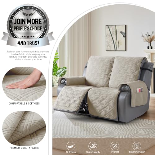 100% Waterproof Oversized Recliner Loveseat Cover (Cream / 2 Seater Oversized)