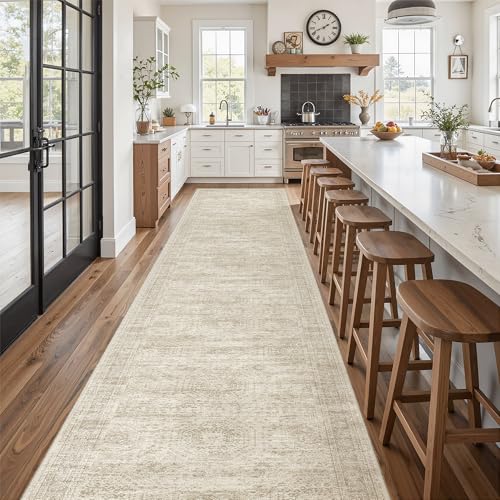 Washable 3x16 Hallway Runner Rug Non (Beige / 3' x 16' (Runner))