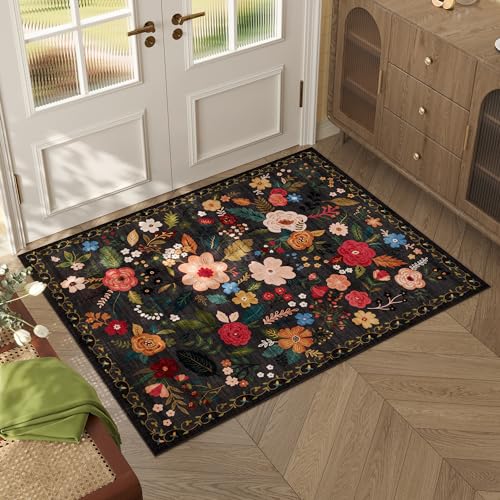 Door Mat 2x3 Area Rug Washable (Black / 2' x 3' (Rectangular))