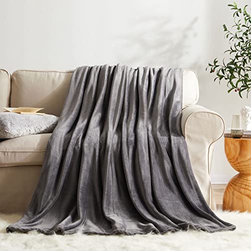 Fleece Blanket Twin Size Dark Grey Lightweight Throw Blanket Super Soft Cozy Microfiber Blanket Factory Shop (Dark Grey / Twin(60"x80"))