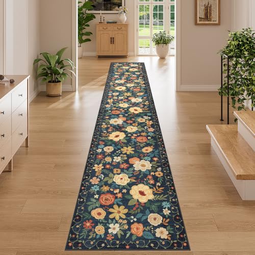 2x12 Washable Runner Rug (Navy Blue / 2' x 12' (Rectangular))