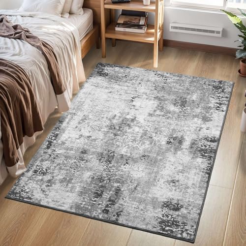 Entryway Rug 3x5 Grey Bedroom Area Rug Washable Non Slip Abstract Boho Rugs for Indoor Entry (Grey / 3' x 5' (Rectangular))